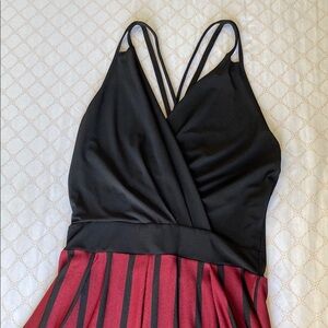 Elegant Black and Red Striped Dress